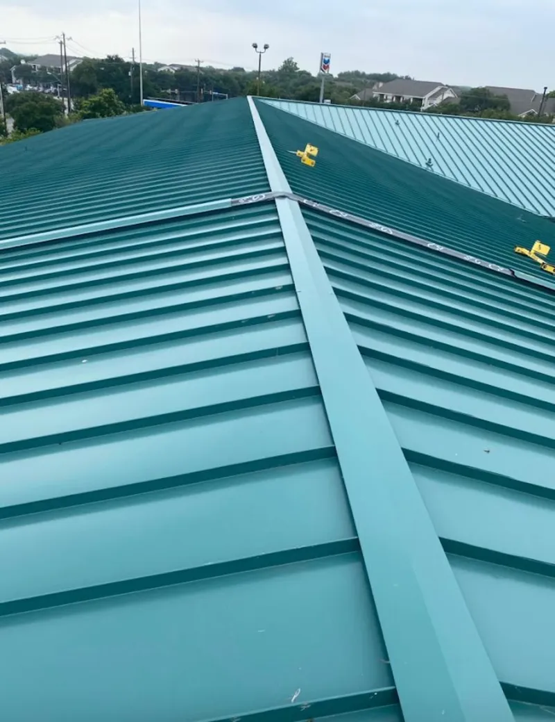 Green commercial metal roof ridge and valley for Metal Roof Repair in Lexington